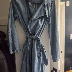 Max Jeans Light Blue Denim Trench Coat